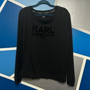 Karl lagerfeld Paris black velvet logo top size L